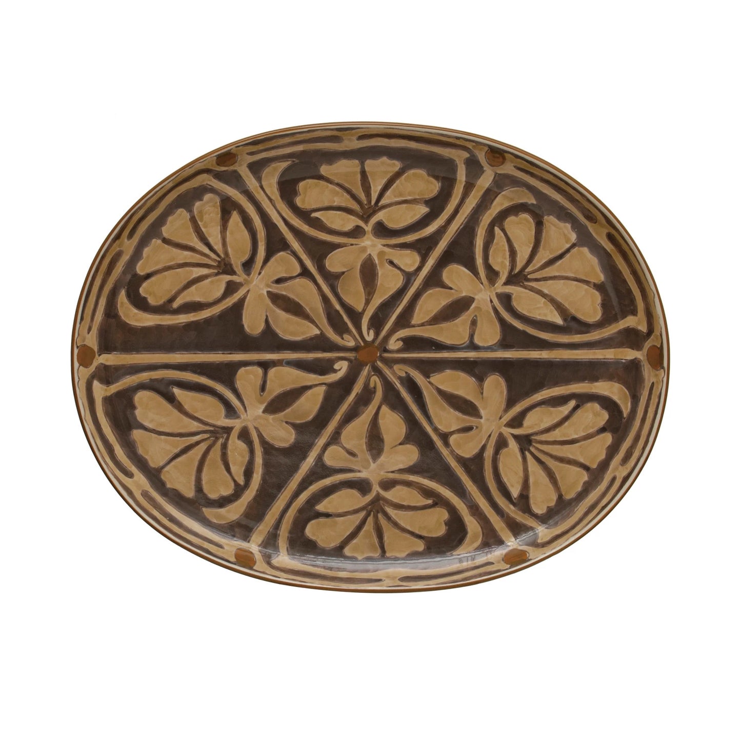 Oval Hand Painted Stoneware Platter