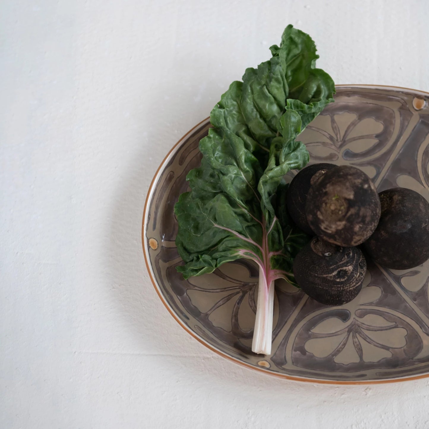 Oval Hand Painted Stoneware Platter