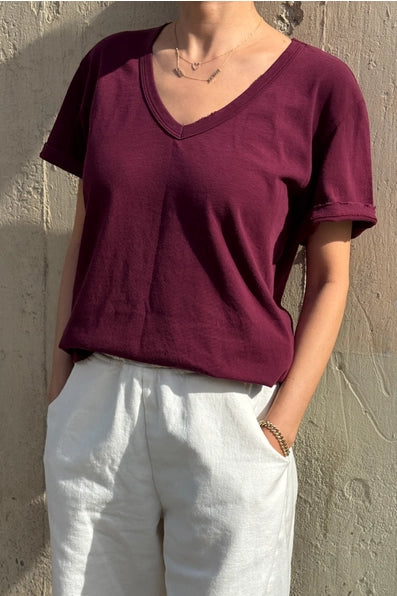 Organic Cotton La Vie Tee in Maroon