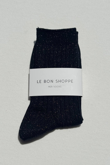 Her Socks Modal Lurex in Copper Black