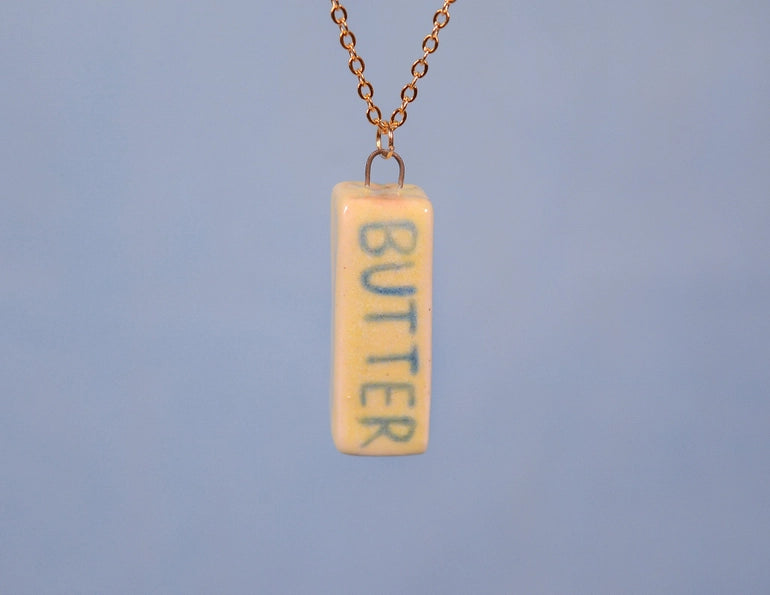 Butter Ceramic Charm Pendant Necklace