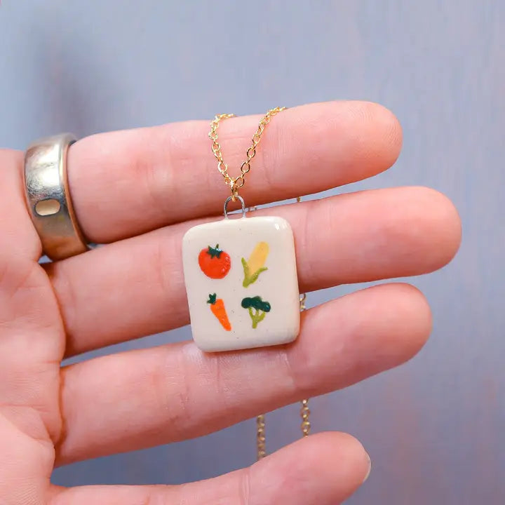 Veggie Garden Ceramic Charm Necklace